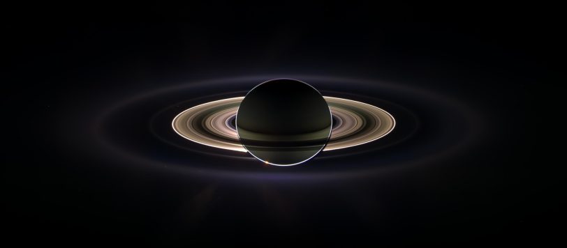 Image from the spacecraft Cassini showing total solar eclipse seen from the vantage point of the spacecraft, highlighting the beauty of Saturn's rings. Credit: NASA/JPL/Space Science Institute.