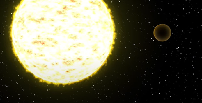 Image showing exoplanet about to transit a sun